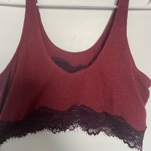 Aerie burgundy top crop
